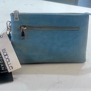 Blue Vegan Leather Clutch, NWT
